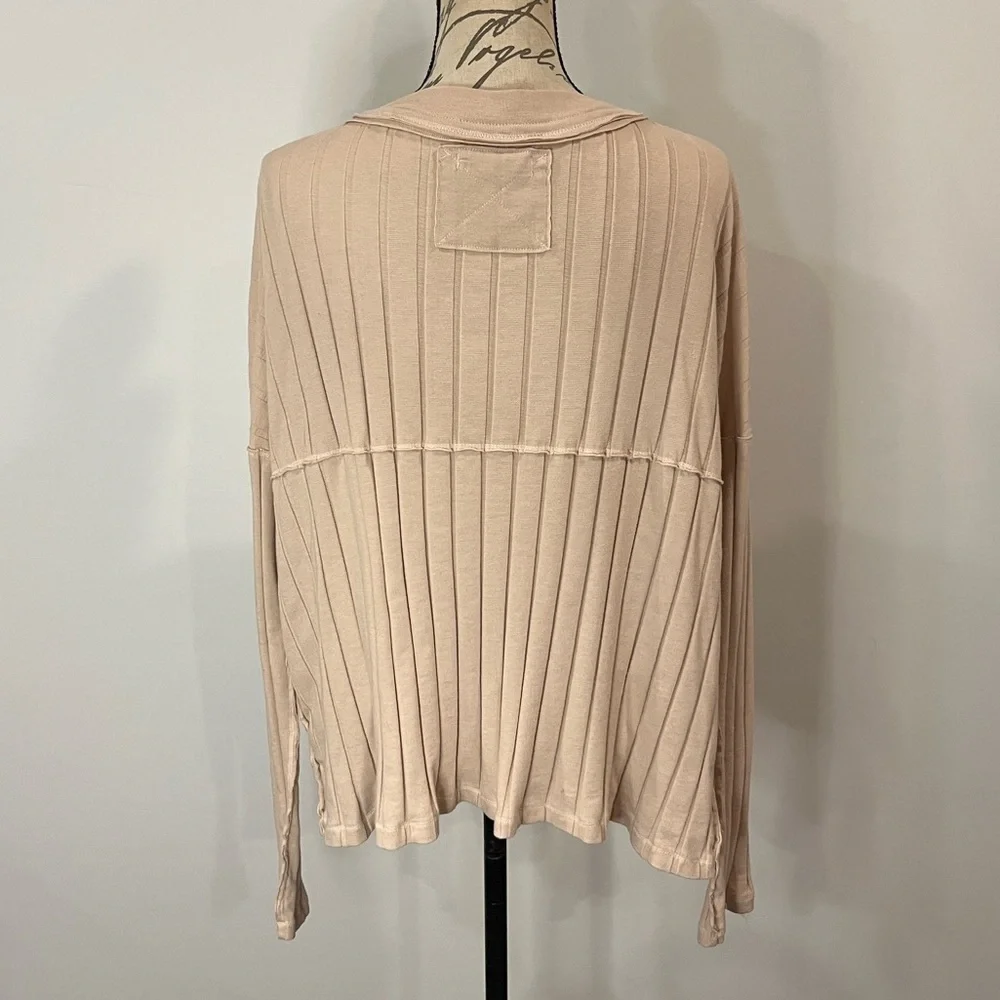 Free People We The Free ‘In The Mix’ slouchy ribbed cotton blend henley top L
